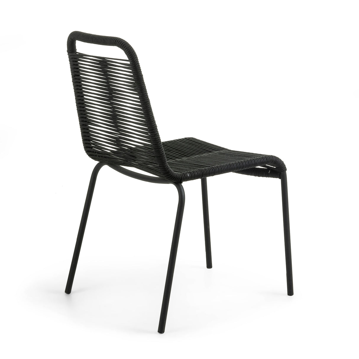 Lambton stapelbarer Stuhl aus schwarzem Seil und Stahl mit schwarzem Finish - ZEN ZONE Furniture