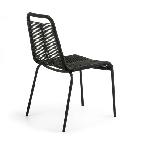 Lambton stapelbarer Stuhl aus schwarzem Seil und Stahl mit schwarzem Finish - ZEN ZONE Furniture