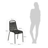 Lambton stapelbarer Stuhl aus schwarzem Seil und Stahl mit schwarzem Finish - ZEN ZONE Furniture