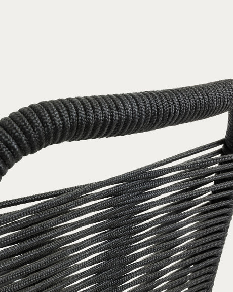 Lambton stapelbarer Stuhl aus schwarzem Seil und Stahl mit schwarzem Finish - ZEN ZONE Furniture