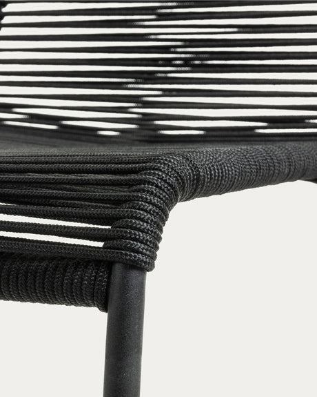 Lambton stapelbarer Stuhl aus schwarzem Seil und Stahl mit schwarzem Finish - ZEN ZONE Furniture
