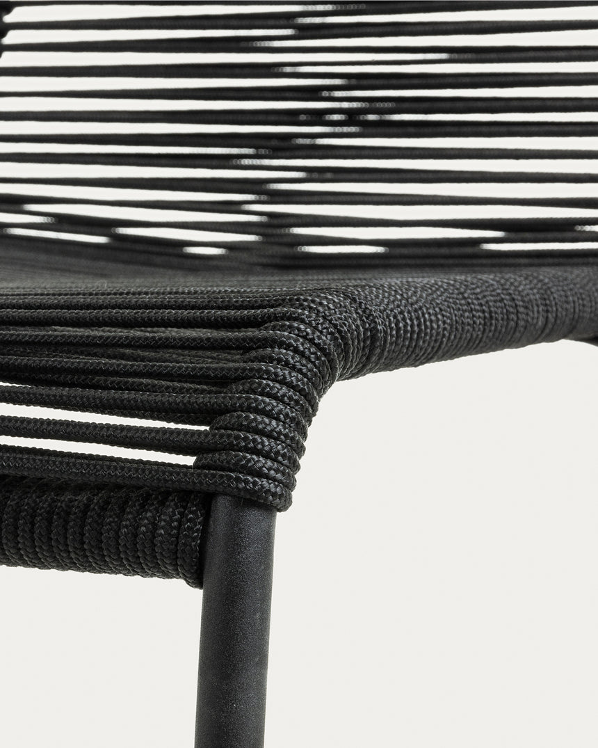 Lambton stapelbarer Stuhl aus schwarzem Seil und Stahl mit schwarzem Finish - ZEN ZONE Furniture