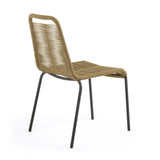 Lambton stapelbarer Stuhl aus braunem Seil und Stahl mit schwarzem Finish - ZEN ZONE Furniture