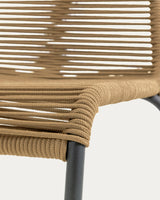 Lambton stapelbarer Stuhl aus braunem Seil und Stahl mit schwarzem Finish - ZEN ZONE Furniture