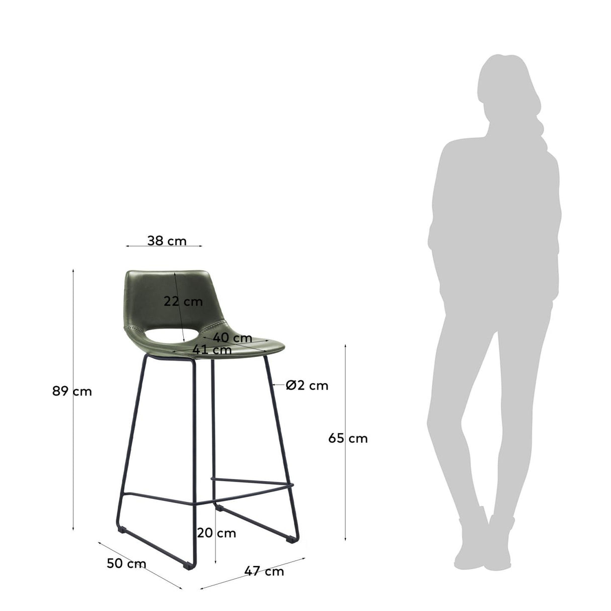 Zahara Barhocker Grün 65cm - ZEN ZONE