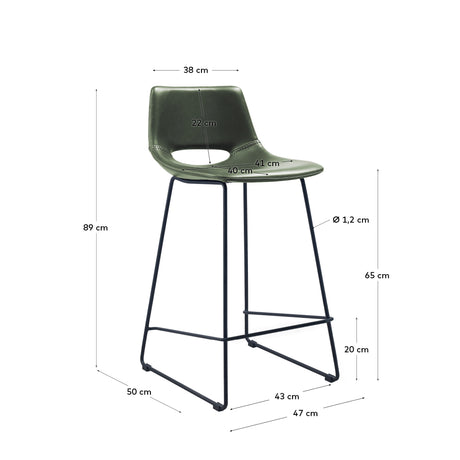 Zahara Barhocker Grün 65cm - ZEN ZONE Furniture