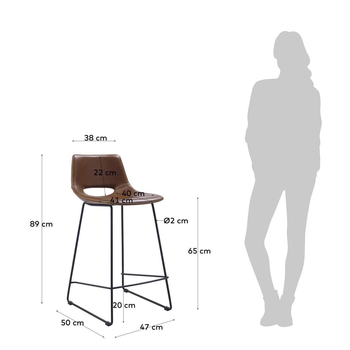 Zahara Barhocker Braun 65cm - ZEN ZONE