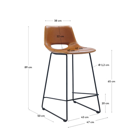 Zahara Barhocker Braun 65cm - ZEN ZONE Furniture