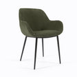 Konna Stuhl aus dunkelgrünem, breitem Cord mit schwarz lackierten Stahlbeinen - ZEN ZONE Furniture