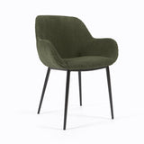 Konna Stuhl aus dunkelgrünem, breitem Cord mit schwarz lackierten Stahlbeinen - ZEN ZONE Furniture