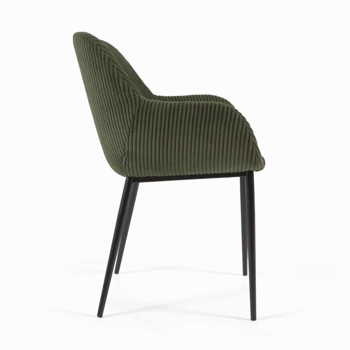 Konna Stuhl aus dunkelgrünem, breitem Cord mit schwarz lackierten Stahlbeinen - ZEN ZONE Furniture