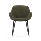 Konna Stuhl aus dunkelgrünem, breitem Cord mit schwarz lackierten Stahlbeinen - ZEN ZONE Furniture