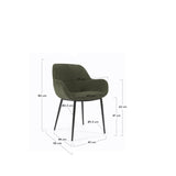 Konna Stuhl aus dunkelgrünem, breitem Cord mit schwarz lackierten Stahlbeinen - ZEN ZONE Furniture