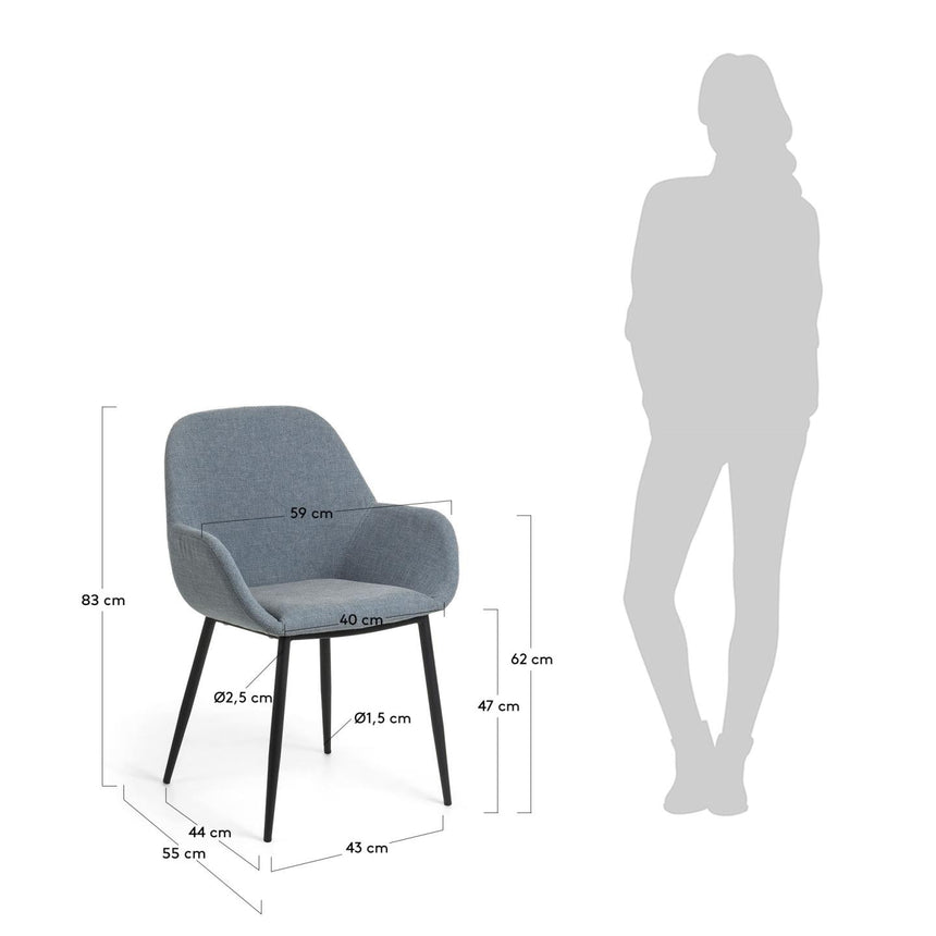 Konna Stuhl in Hellblau mit schwarz lackierten Stahlbeinen - ZEN ZONE Furniture