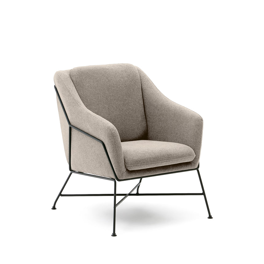 Brida Sessel in Beige und Stahlbeine mit schwarzem Finish - ZEN ZONE Furniture