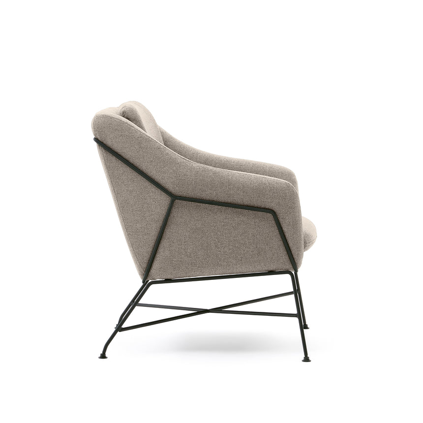 Brida Sessel in Beige und Stahlbeine mit schwarzem Finish - ZEN ZONE Furniture