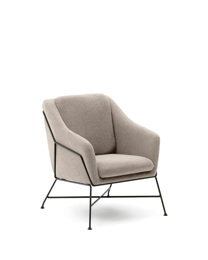 Brida Sessel in Beige und Stahlbeine mit schwarzem Finish - ZEN ZONE Furniture