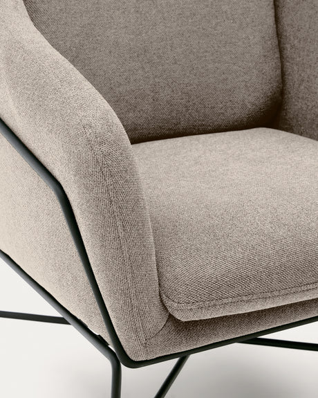 Brida Sessel in Beige und Stahlbeine mit schwarzem Finish - ZEN ZONE Furniture