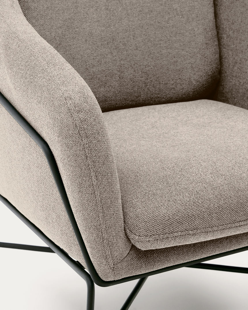 Brida Sessel in Beige und Stahlbeine mit schwarzem Finish - ZEN ZONE Furniture