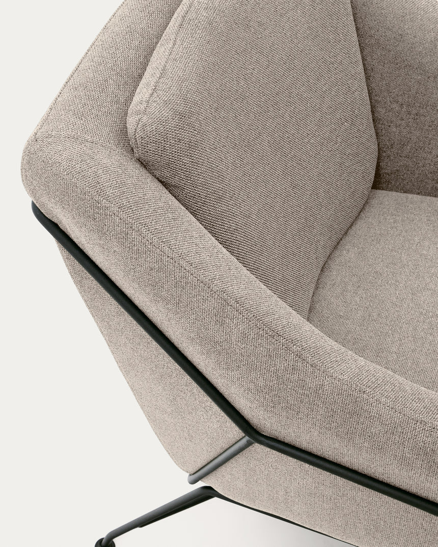 Brida Sessel in Beige und Stahlbeine mit schwarzem Finish - ZEN ZONE Furniture