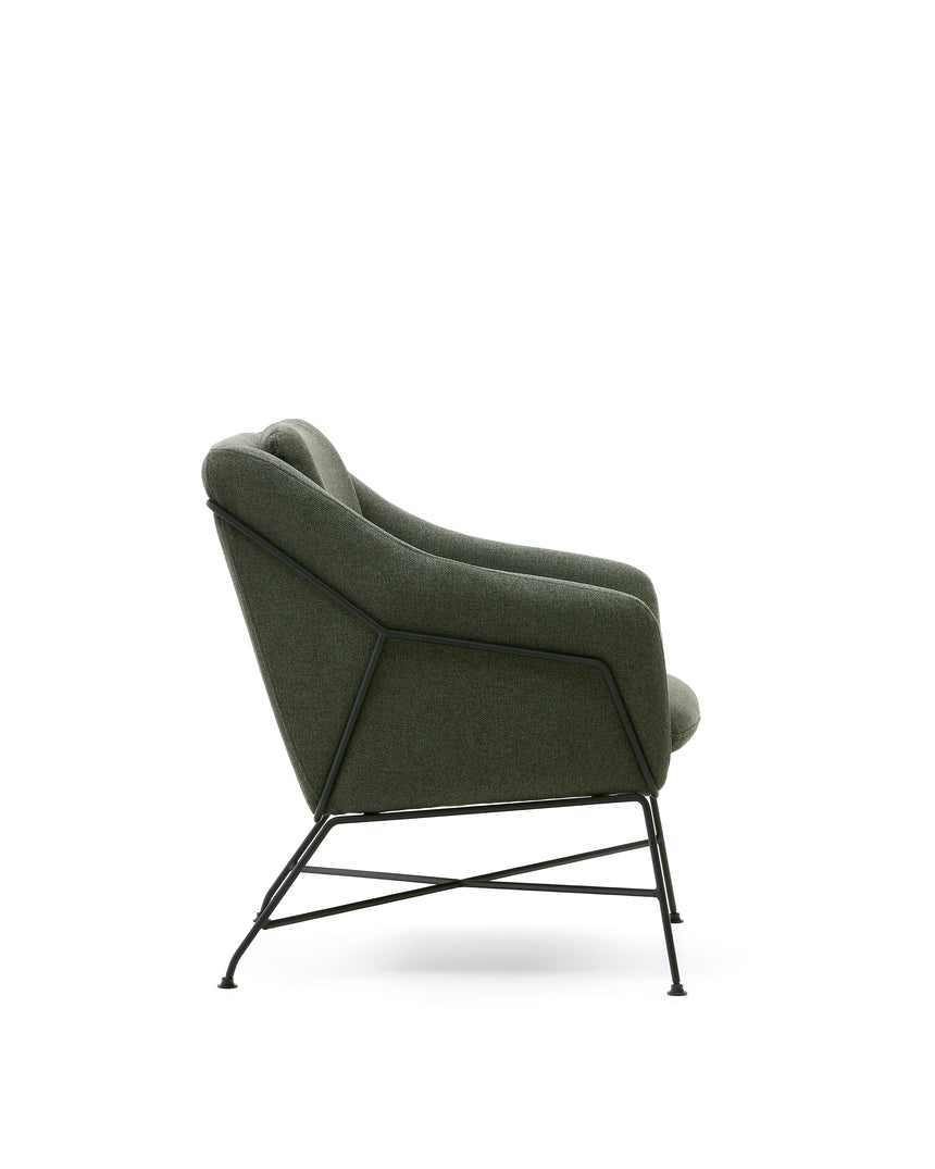 Brida Sessel in Grün und Stahlbeine mit schwarzem Finish - ZEN ZONE Furniture
