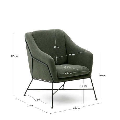 Brida Sessel in Grün und Stahlbeine mit schwarzem Finish - ZEN ZONE Furniture