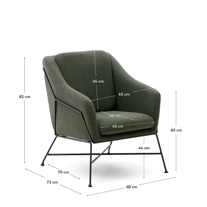 Brida Sessel in Grün und Stahlbeine mit schwarzem Finish - ZEN ZONE Furniture