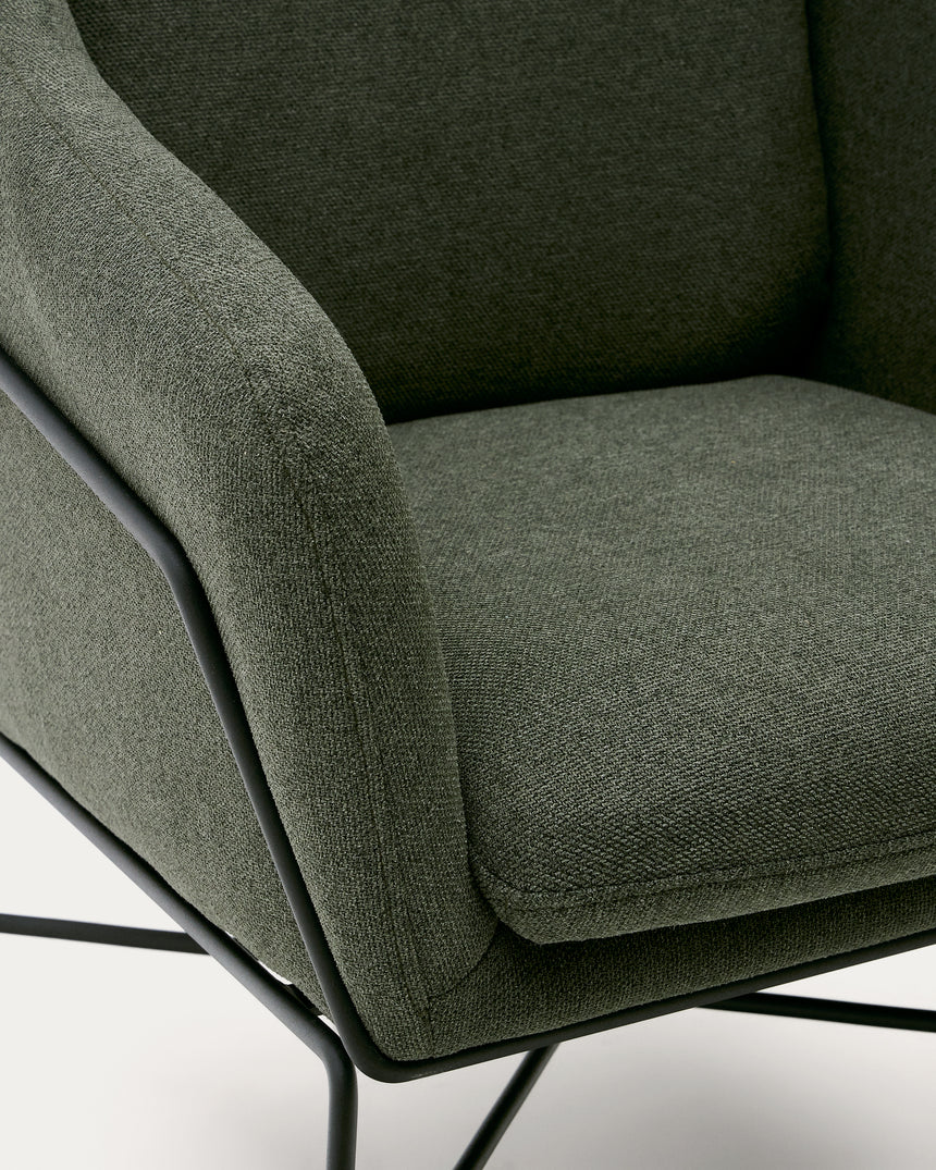 Brida Sessel in Grün und Stahlbeine mit schwarzem Finish - ZEN ZONE Furniture
