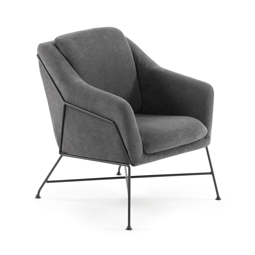 Brida Sessel dunkelgrau mit Stahlbeinen mit schwarzem Finish - ZEN ZONE Furniture