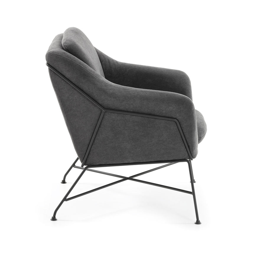 Brida Sessel dunkelgrau mit Stahlbeinen mit schwarzem Finish - ZEN ZONE Furniture