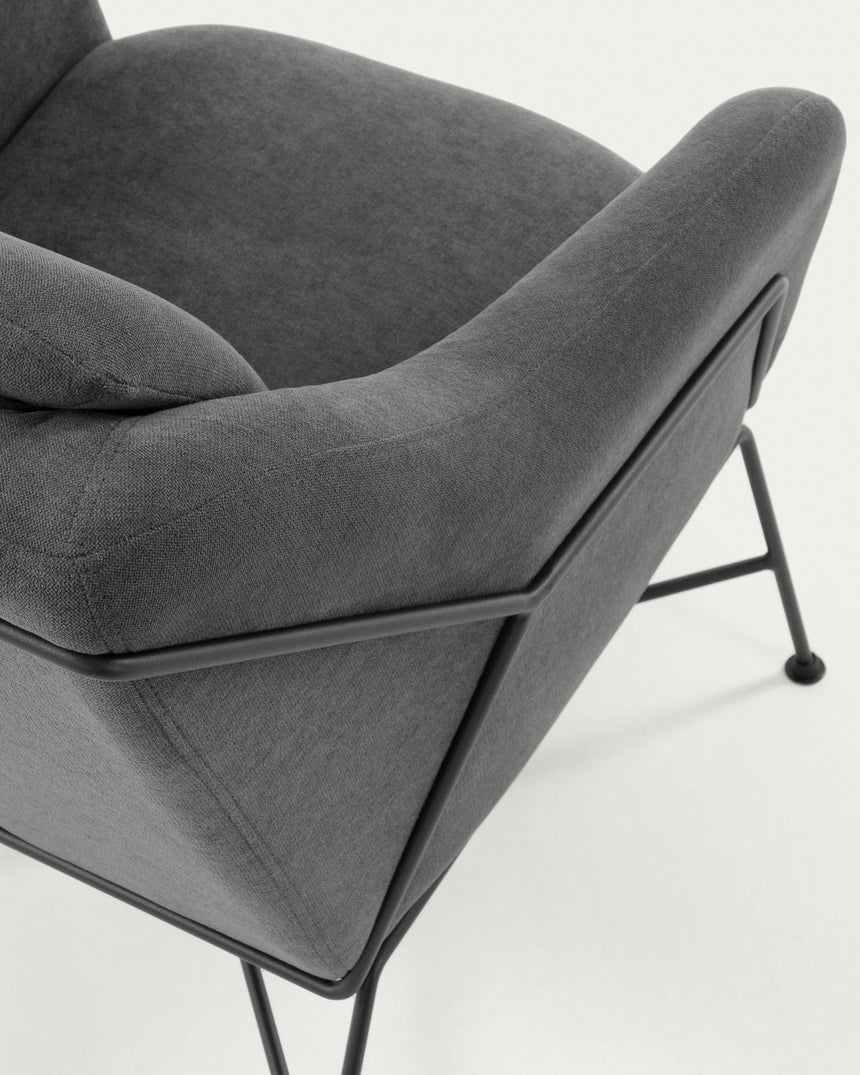 Brida Sessel dunkelgrau mit Stahlbeinen mit schwarzem Finish - ZEN ZONE Furniture