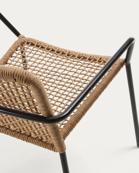 Ellen stapelbarer Stuhl aus beigem Seil und verzinktem Stahl - ZEN ZONE Furniture