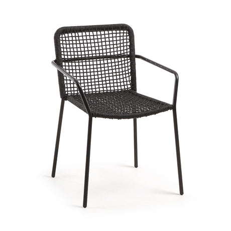 Ellen stapelbarer Stuhl aus schwarzem Seil und verzinktem Stahl - ZEN ZONE Furniture