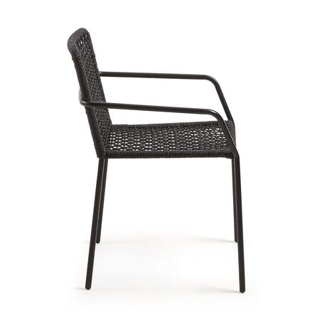 Ellen stapelbarer Stuhl aus schwarzem Seil und verzinktem Stahl - ZEN ZONE Furniture