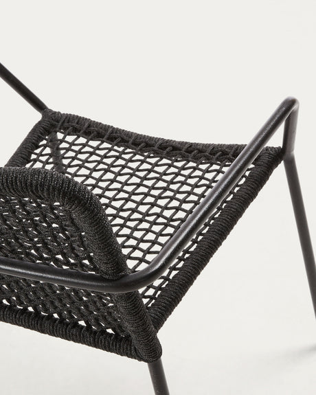 Ellen stapelbarer Stuhl aus schwarzem Seil und verzinktem Stahl - ZEN ZONE Furniture