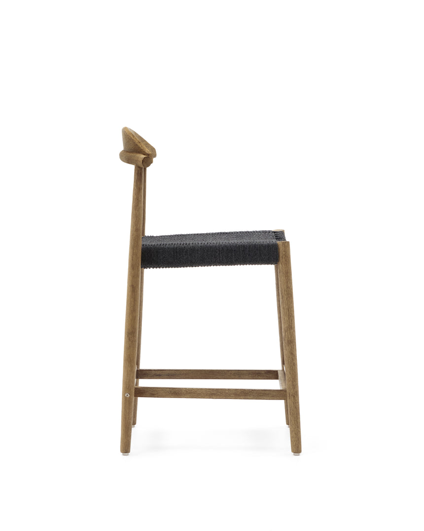 Nina Hocker massives Akazienholz naturfarbenes Finish und Seil schwarz Höhe 62 cm FSC 100% - ZEN ZONE Furniture