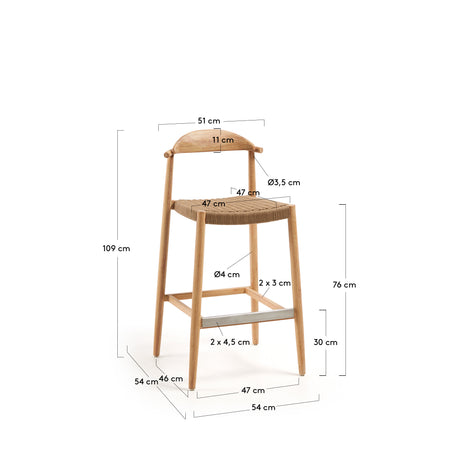 Nina Hocker aus massivem Akazienholz Höhe 76 cm - ZEN ZONE Furniture