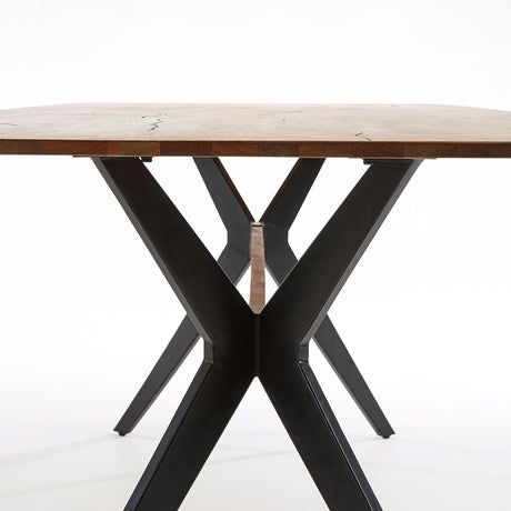 Amethyst Tisch aus Eichenfurnier mit Antikfinish und Stahlbeinen in Schwarz 160 x 90 cm - ZEN ZONE