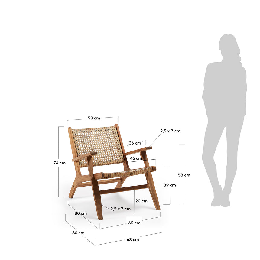 Grignoon Sessel aus massivem Akazienholz und geflochtener Korbweide 100% FSC - ZEN ZONE Furniture