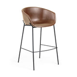Yvette Barhocker Kunstleder braun und schwarzen Stahlbeinen  Höhe 75 cm - ZEN ZONE Furniture