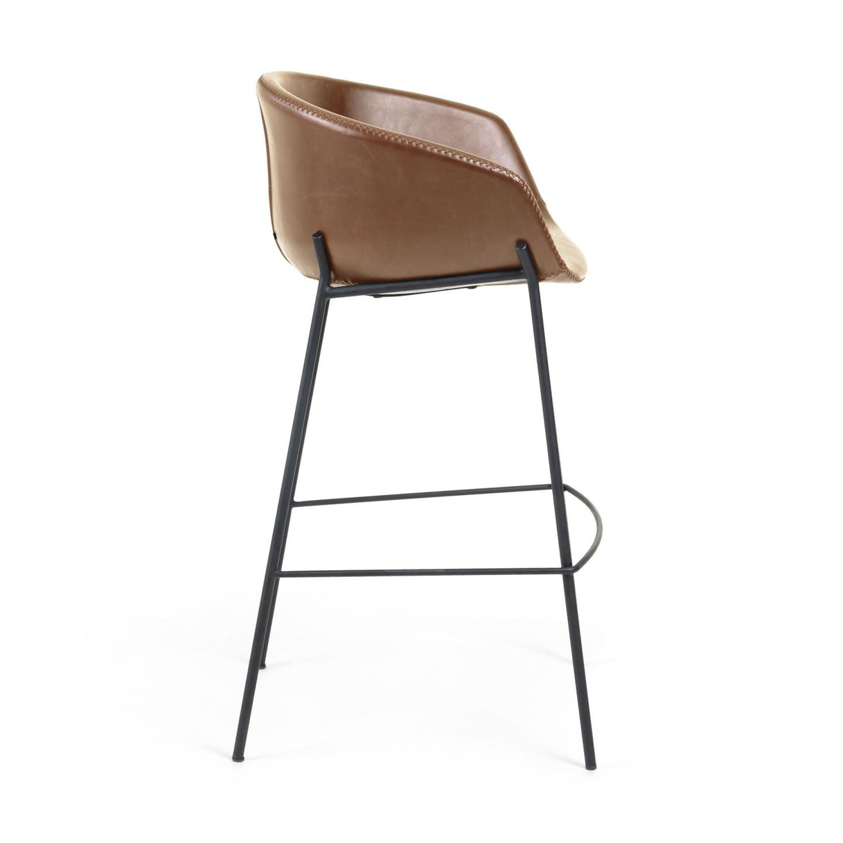 Yvette Barhocker Kunstleder braun und schwarzen Stahlbeinen  Höhe 75 cm - ZEN ZONE Furniture