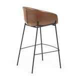 Yvette Barhocker Kunstleder braun und schwarzen Stahlbeinen  Höhe 75 cm - ZEN ZONE Furniture