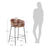 Yvette Barhocker Kunstleder braun und schwarzen Stahlbeinen  Höhe 75 cm - ZEN ZONE Furniture