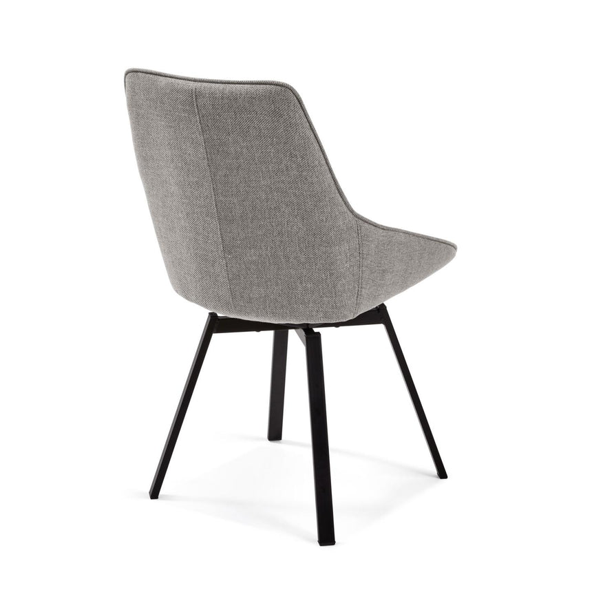 Jenna Drehstuhl hellgrau und Stahlbeine mit schwarzem Finish FSC 100% - ZEN ZONE Furniture