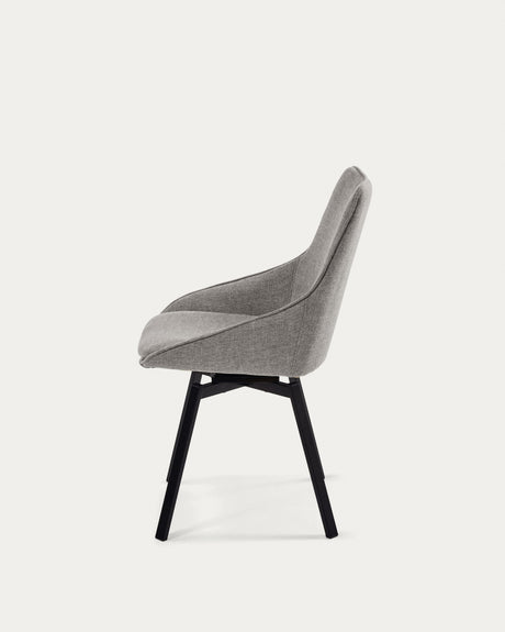 Jenna Drehstuhl hellgrau und Stahlbeine mit schwarzem Finish FSC 100% - ZEN ZONE Furniture