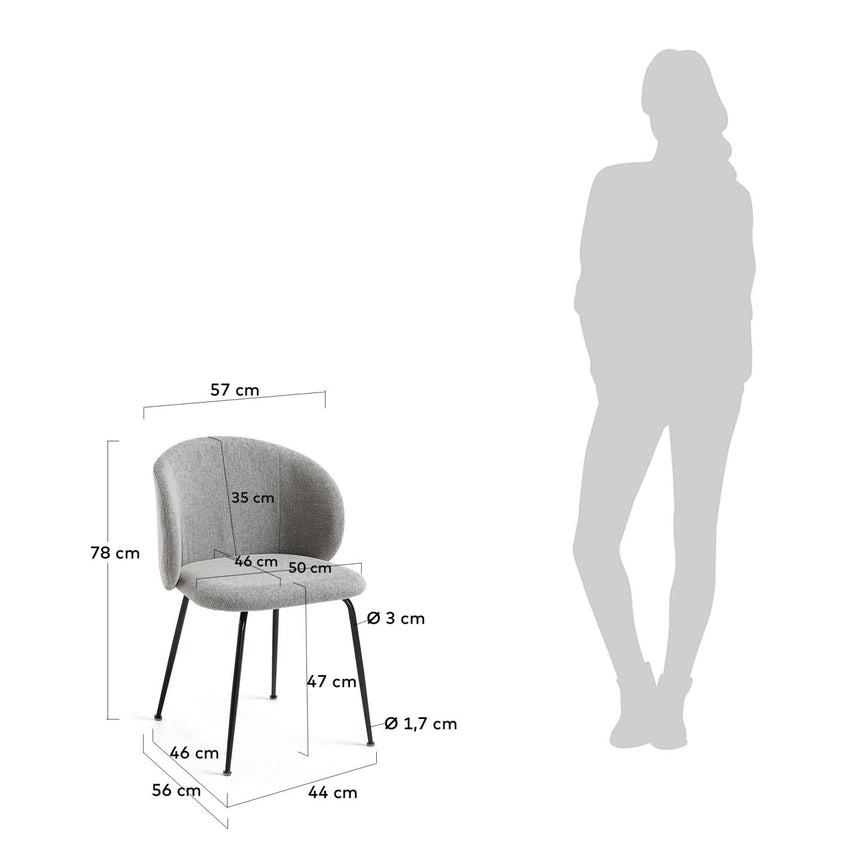 Minna Stuhl hellgrau und Stahlbeinen mit schwarzem Finish - ZEN ZONE Furniture