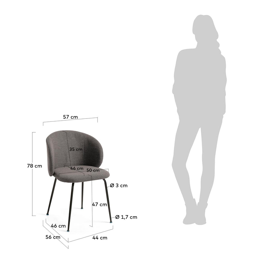 Minna Stuhl dunkelgrau und Stahlbeinen mit schwarzem Finish - ZEN ZONE Furniture