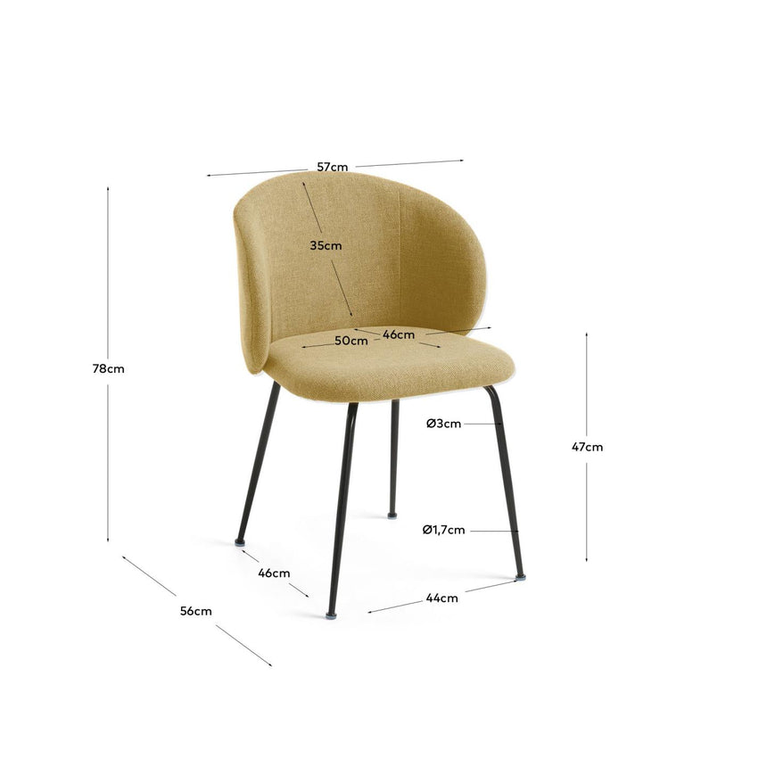Minna Stuhl senfgelb und Stahlbeine mit schwarzem Finish - ZEN ZONE Furniture