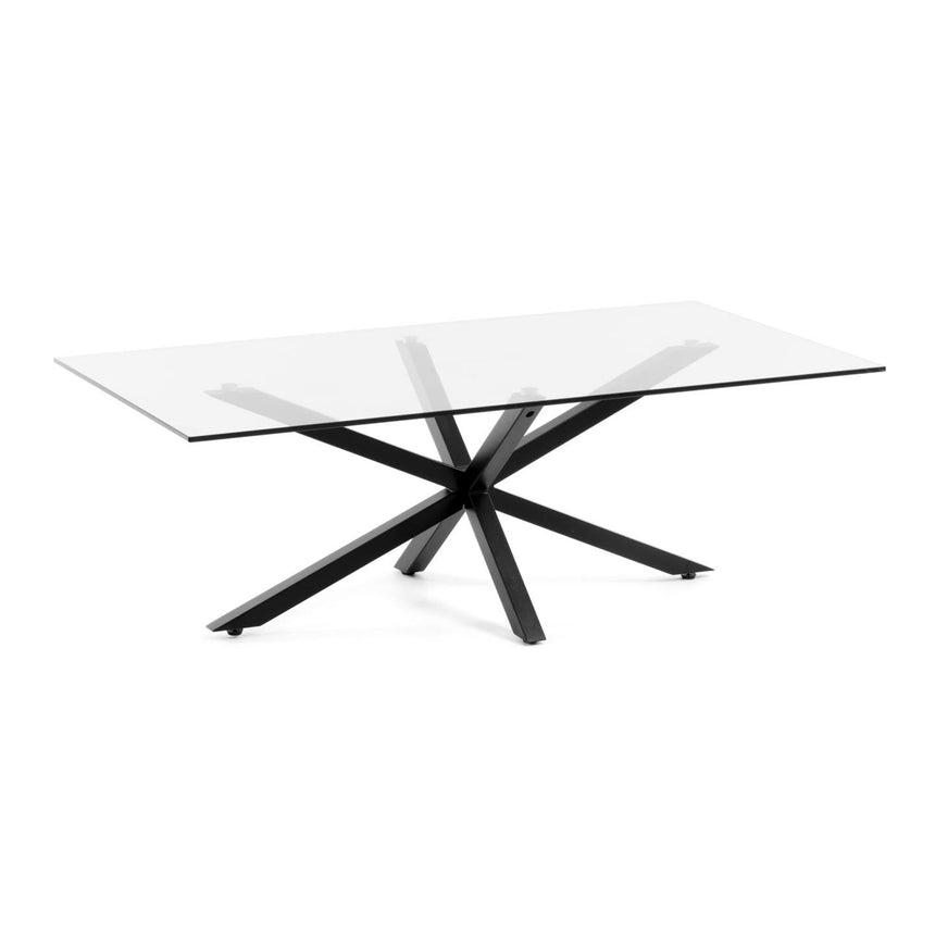 Argo Couchtisch 130 x 70 cm aus Glas und Stahlbeine mit schwarzem Finish - ZEN ZONE Furniture