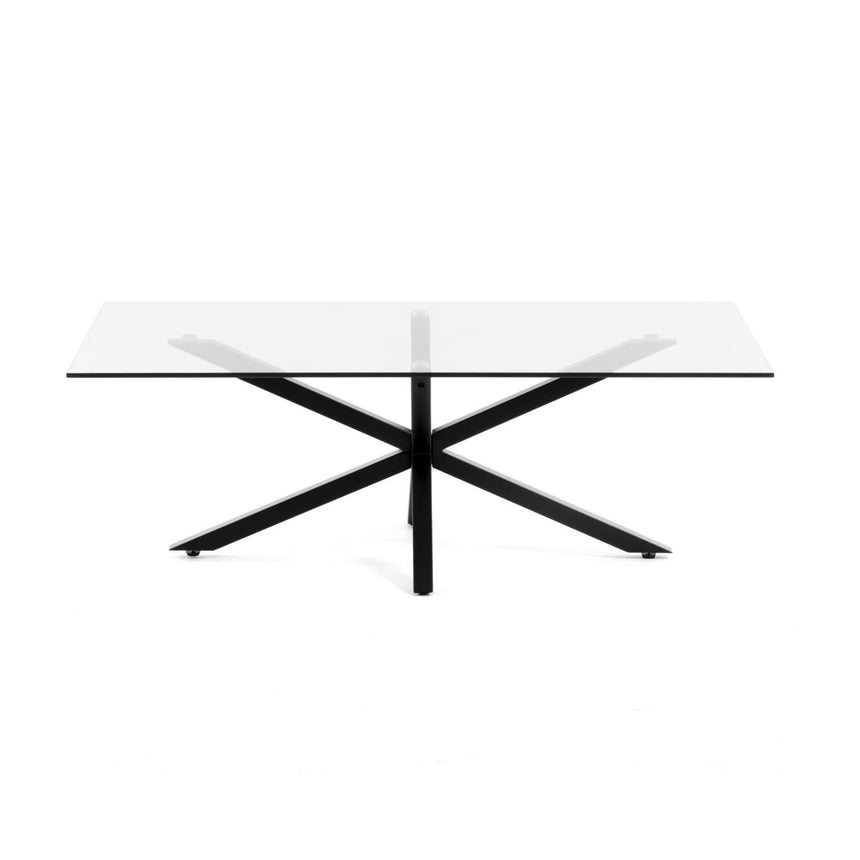Argo Couchtisch 130 x 70 cm aus Glas und Stahlbeine mit schwarzem Finish - ZEN ZONE Furniture